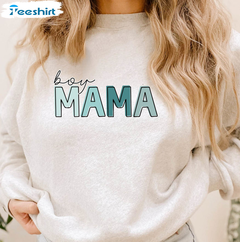 Boy Mama Sweatshirt, Vintage Unisex Hoodie Long Sleeve For Mom