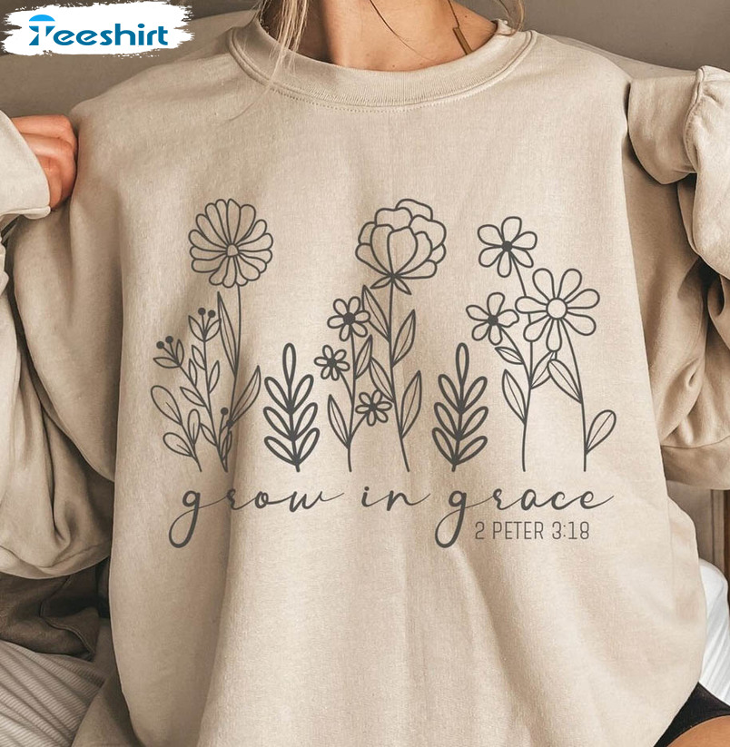 Grow In Grace Sweatshirt, Christian Long Sleeve Unisex Hoodie