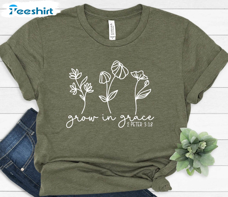 Grow In Grace Religious Shirt, Christian Vintage Sweatshirt Unisex Hoodie