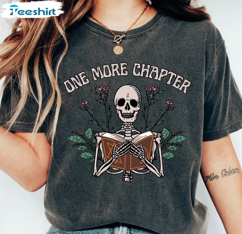 One More Chapter Bookish Funny Shirt, Librarian Cute Tee Tops Unisex Hoodie