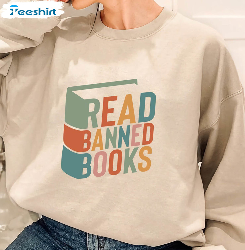 Read Banned Books Shirt, Colorful Vintage Unisex Hoodie Long Sleeve