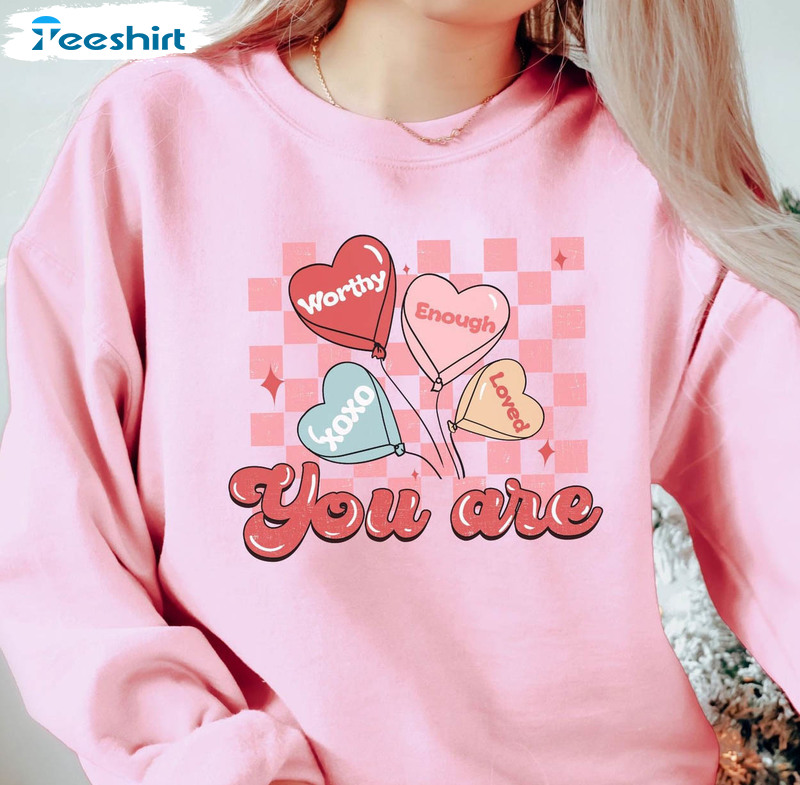 Candy Hearts Valentines Shirt, Conversation Hearts Trending Unisex T-shirt Short Sleeve