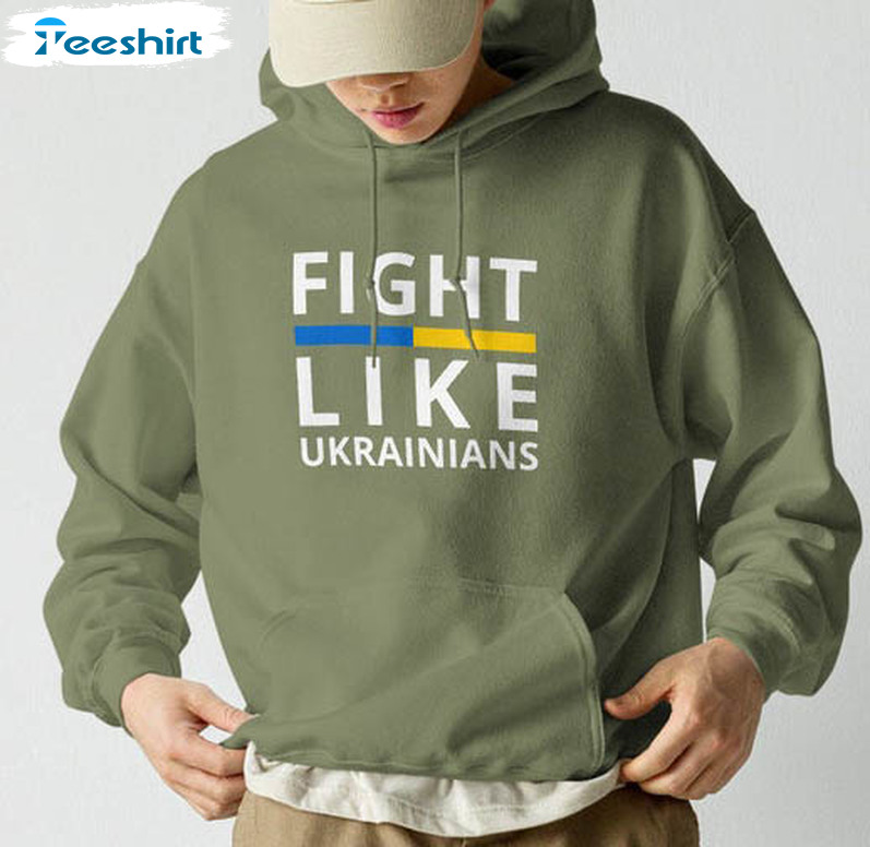 Fight Like Ukrainians Shirt, Zelensky Speech Military Tactical Long Sleeve Unisex Hoodie