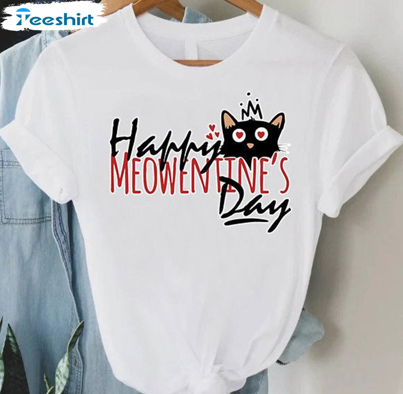 Happy Meowentine's Day Vintage Shirt, Cat Lover Crewneck Unisex Hoodie