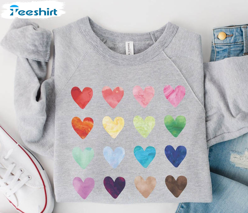 Watercolor Heart Sweatshirt , Vintage Valentine's Day Unisex Hoodie Crewneck
