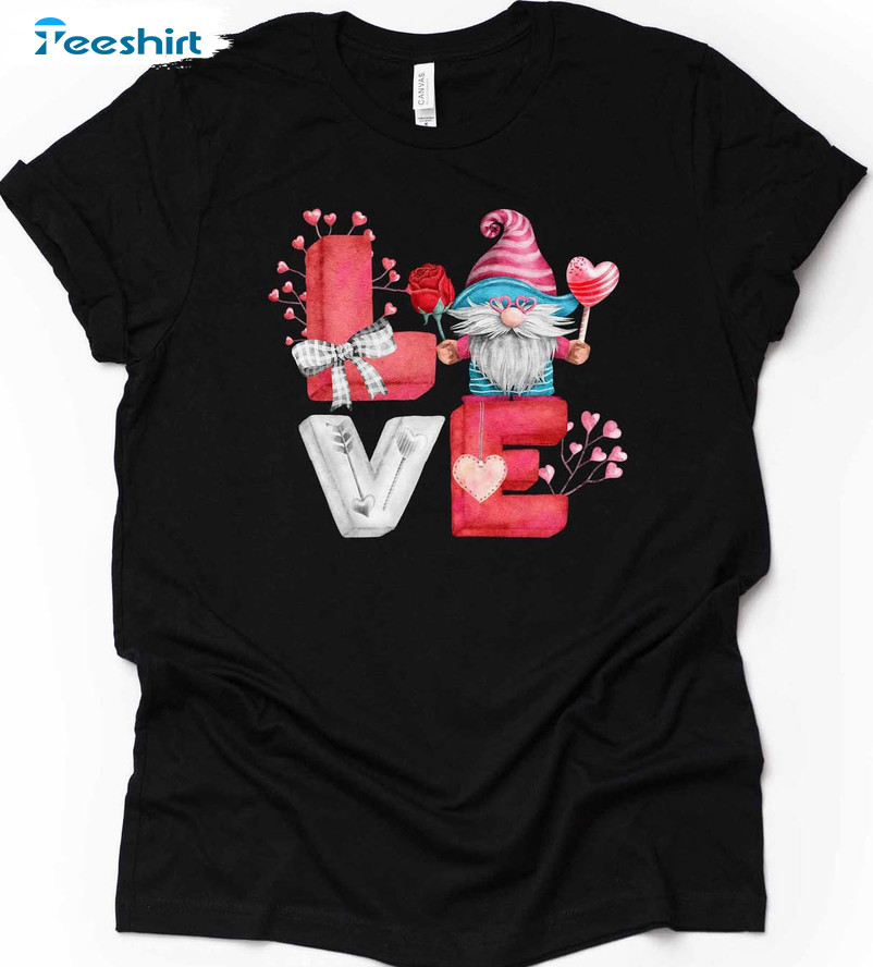 Valentine Gnomes Super Cute Shirt, Valentine Unisex Hoodie Long Sleeve