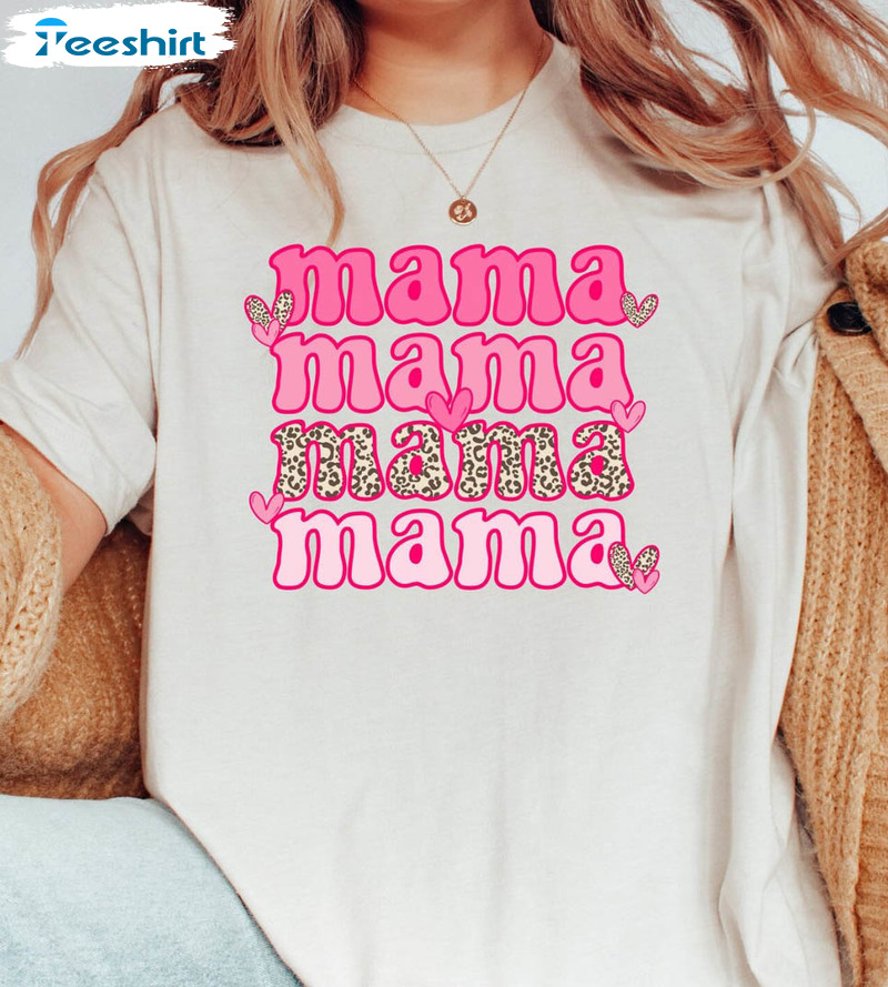 Mama Valentines Day Shirt, Trendy Long Sleeve Unisex Hoodie