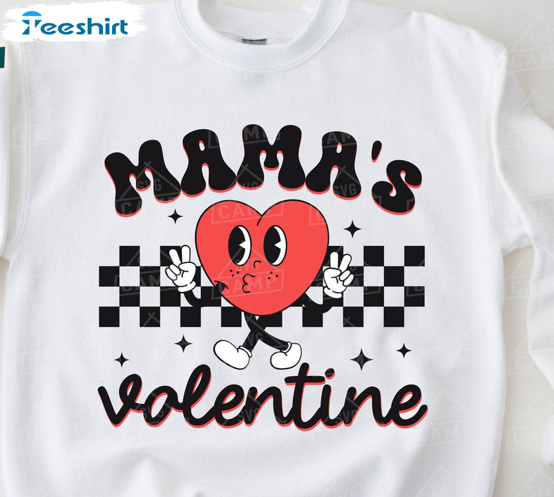 Mama Valentines Day Shirt, Groovy Valentine Crewneck Hoodie