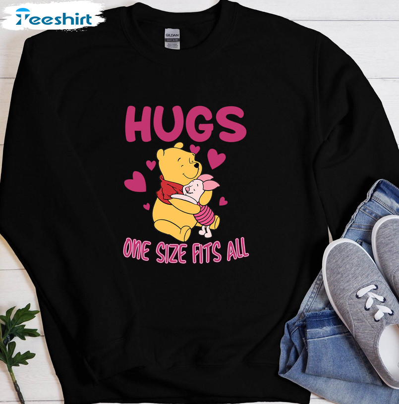 Hugs One Size Fits All Shirt, Bear Piglet Long Sleeve Unisex T-shirt