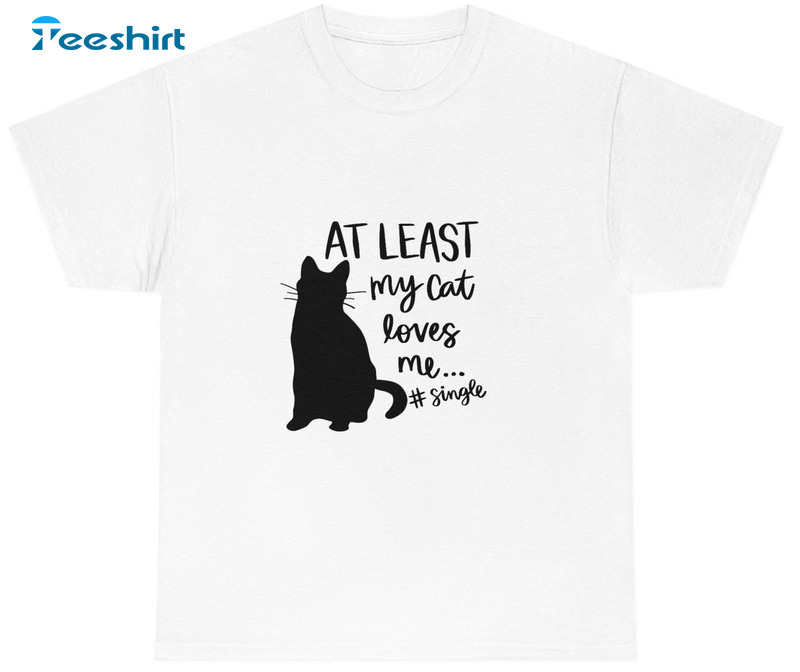 At Least My Cat Love Me Shirt, Valentines Short Sleeve Unisex Hoodie