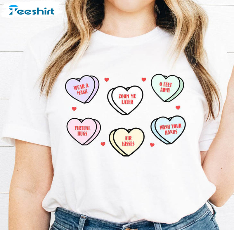 Valentines Day Shirt , Heart Candy Funny Crewneck Unisex T-shirt