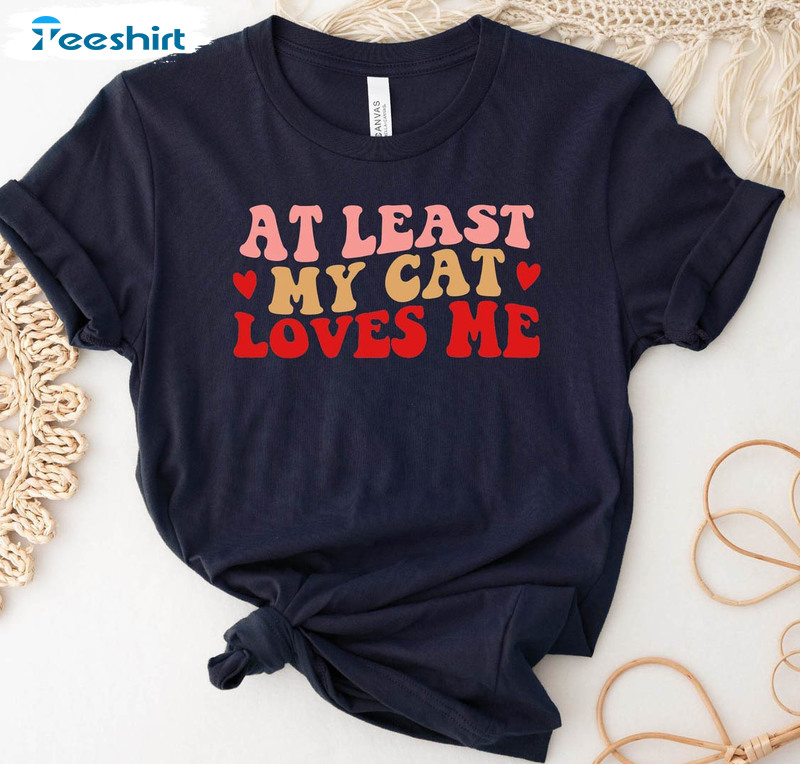 At Least My Cat Loves Me Shirt, Funny Cat Unisex Hoodie Long Sleeve