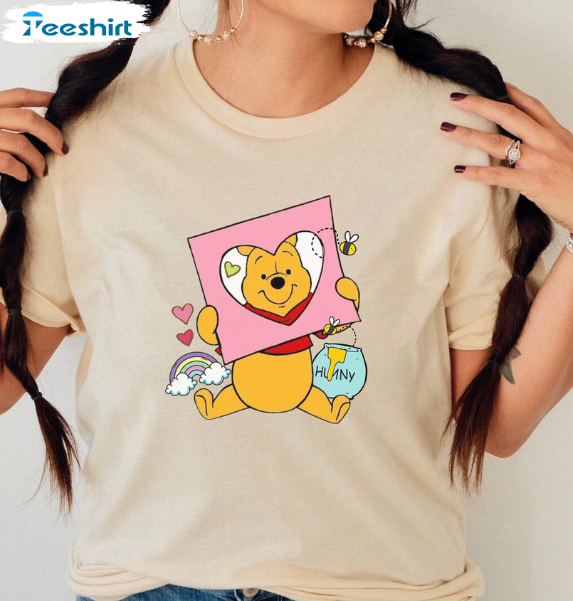 Pooh Valentine Shirt, Pooh Bear Cute Short Sleeve Long Sleeve