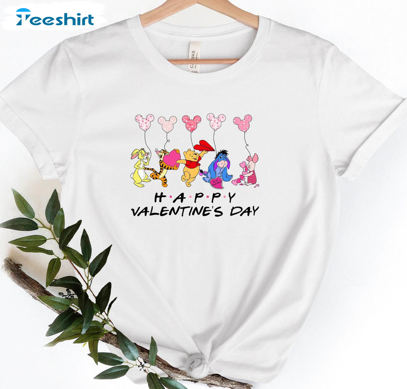 Happy Valentine's Day Shirt, The Pooh Friends Crewneck Tee Tops