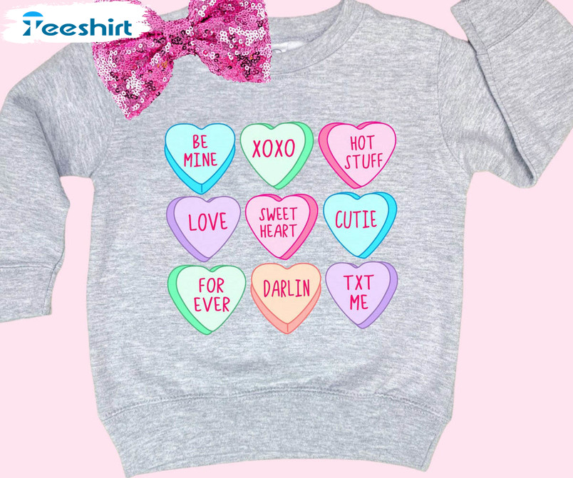 Candy Hearts Valentines Shirt , Toddler Girl Valentines Long Sleeve Tee Tops