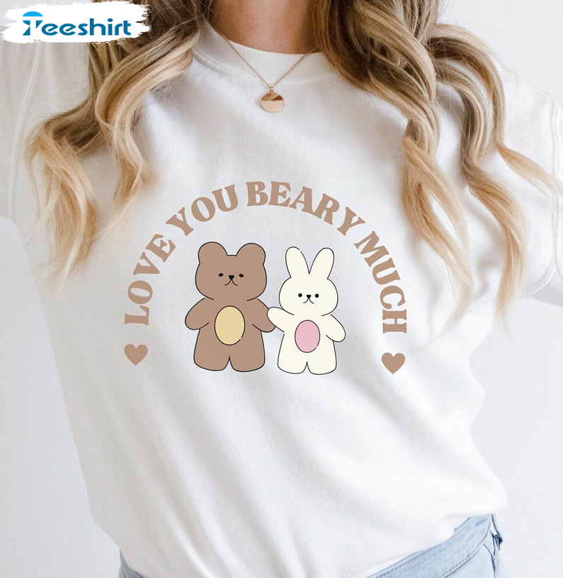 Love You Beary Much Vintage Shirt, Kawaii Valentine Short Sleeve Tee Tops