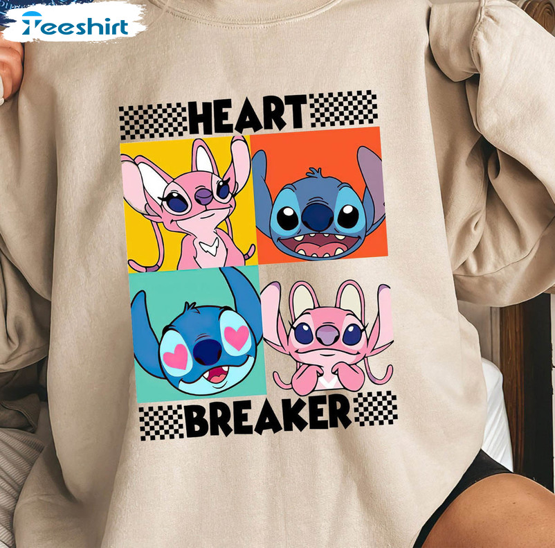 Heart Breaker Shirt, Stitch And Angel Valentines Unisex T-shirt Long Sleeve