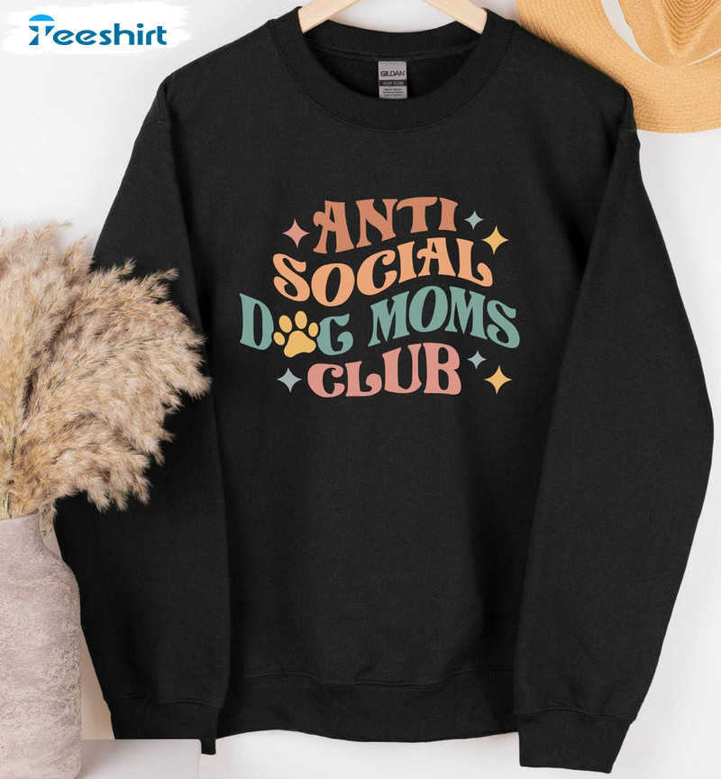 Anti Social Dog Mom Club Vintage Shirt, Dog Mama Short Sleeve Sweater