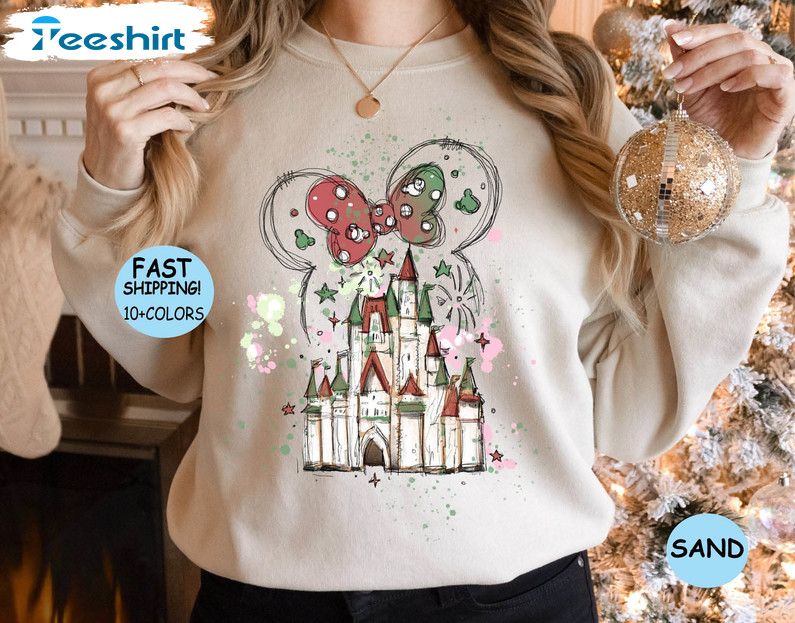 Disney Castle Minnie Shirt, Disney Watercolor Unisex T-shirt Long Sleeve