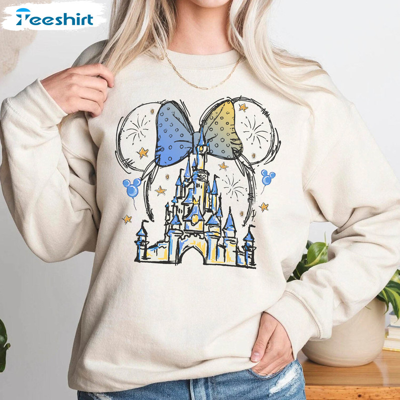 Magic Kingdom Cinderella Castle Shirt, Minnie Ear Tee Tops Short Sleeve