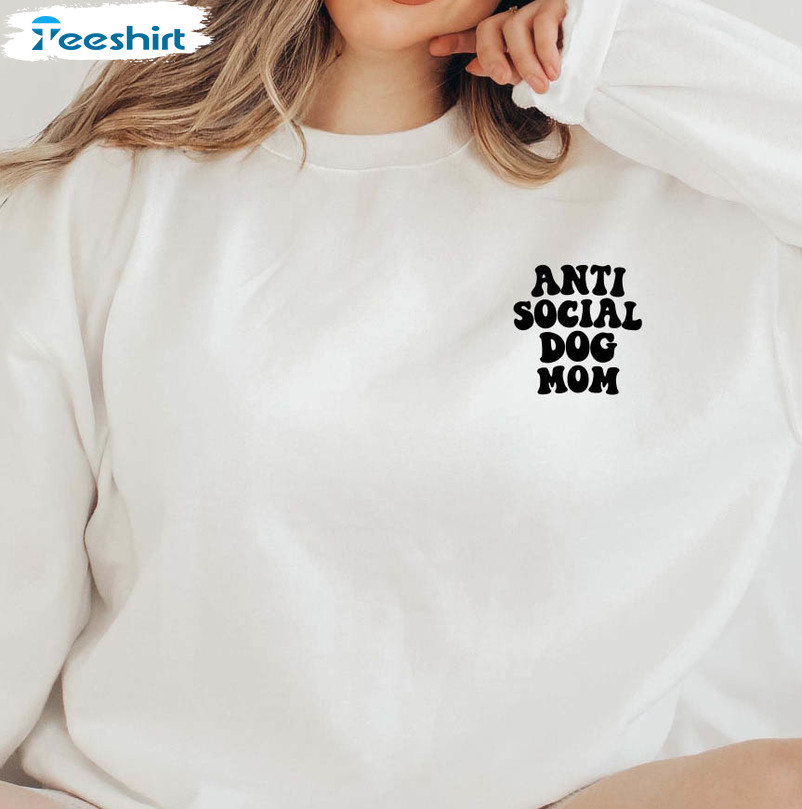 Anti Social Dog Mom Pocket Shirt, Dog Mom Trending Short Sleeve Crewneck