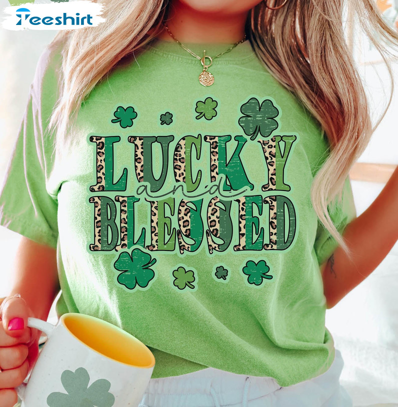 Lucky And Blessed Shirt, Patrick Day Unisex Hoodie Short Sleeve