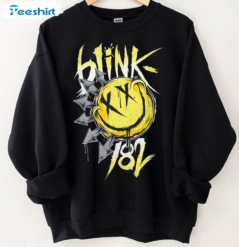 Blink 182 Shirt, Smiley Face World Tour Music Unisex T-shirt Crewneck