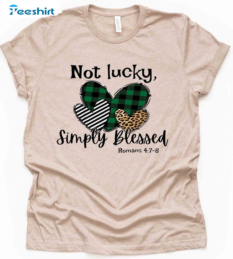 Not Lucky Simply Blessed Sweatshirt, Leopard Shamrock Unisex Hoodie Long Sleeve