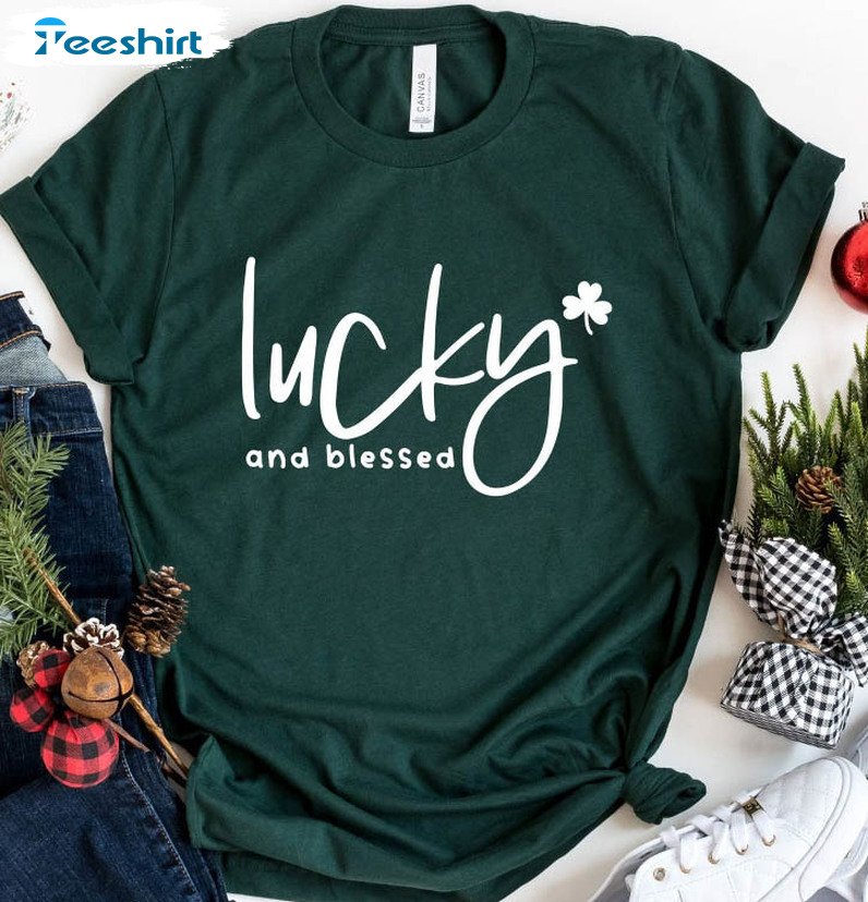 Lucky And Blessed Shirt, Patrick Day Vintage Long Sleeve Unisex Hoodie