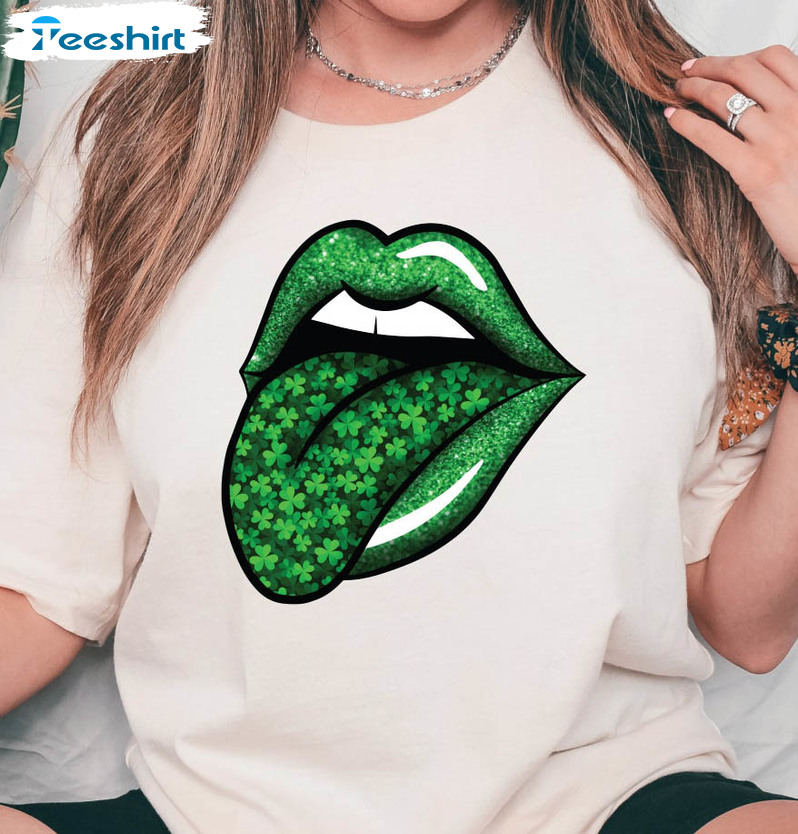 Shamrock Lips Lucky Shirt, Patricks Day Irish