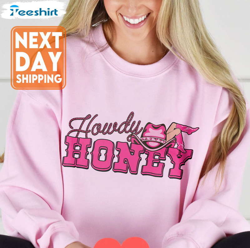 Howdy Honey Sweatshirt, Trendy Western Valentine Long Sleeve Unisex T-shirt