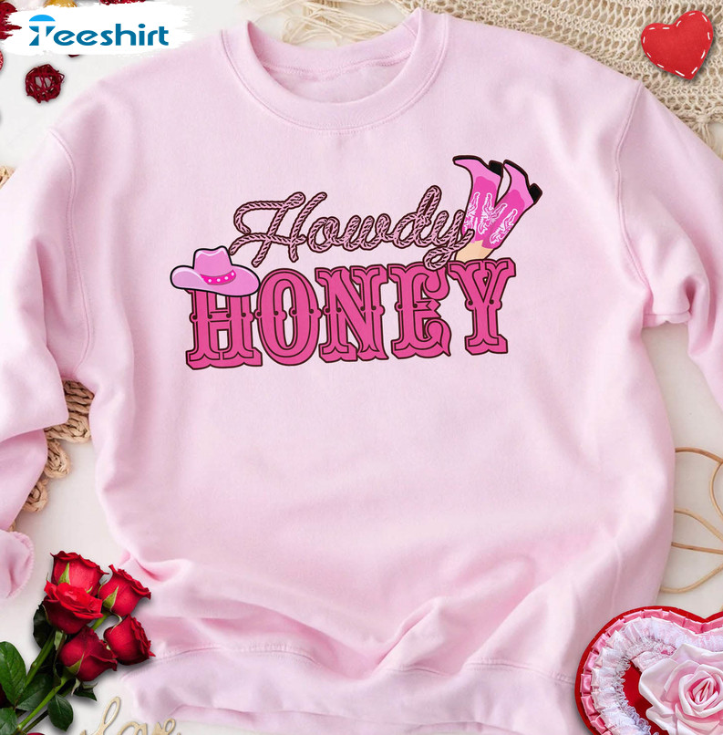 Howdy Honey Valentine Vintage Shirt, Cowgirl Valentine Short Sleeve Tee Tops