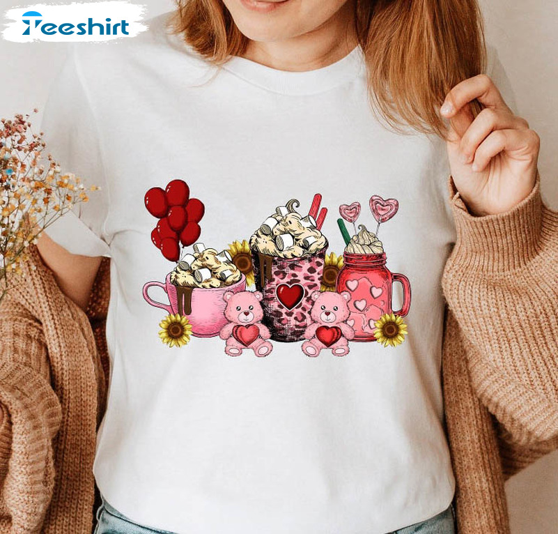 Coffee Cups Valentines Day Shirt, Cute Valentine Unisex T-shirt Unisex Hoodie
