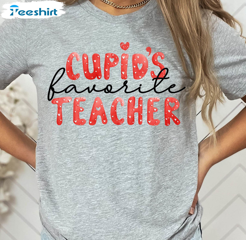 Cupid's Favorite Teacher Sweatshirt, Teacher Valentine Unisex Hoodie Crewneck