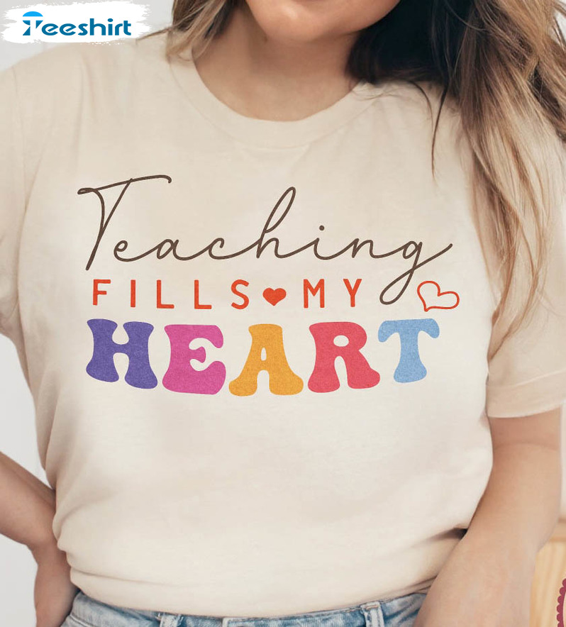 Teaching Fills My Heart Sweatshirt, Bull Teacher Team Unisex T-shirt Long Sleeve