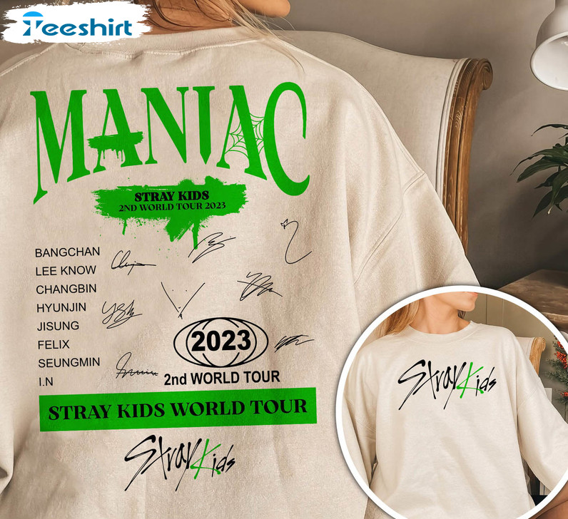 Maniac World Tour Sweatshirt, Stray Kids Trending Long Sleeve Unisex T-shirt