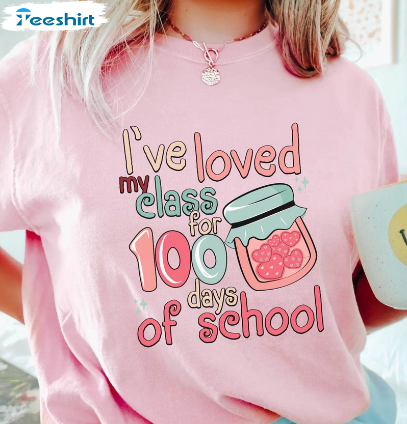 100 Days Of School Shirt, Celebration Student Unisex Hoodie Long Sleeve