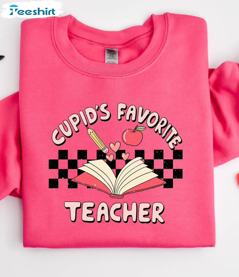 Cupid's Favorite Teacher Shirt, Valentine Teacher Long Sleeve Unisex T-shirt