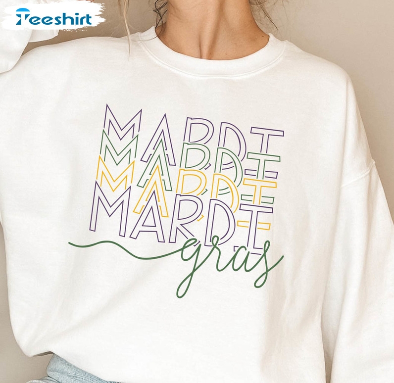 Mardi Gras Sweatshirt, Flower De Luce Short Sleeve Sweatshirt