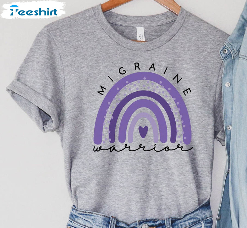 Migraine Warrior Rainbow Shirt, Purple Rainbow Long Sleeve Unisex T-shirt