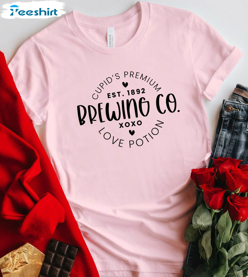 Cupid's Brewing Co Vintage Shirt, Valentines Day Unisex Hoodie Short Sleeve