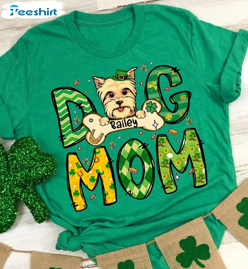 Patrick's Day Dog Mom Shirt, St Patricks Day Unisex Hoodie Long Sleeve