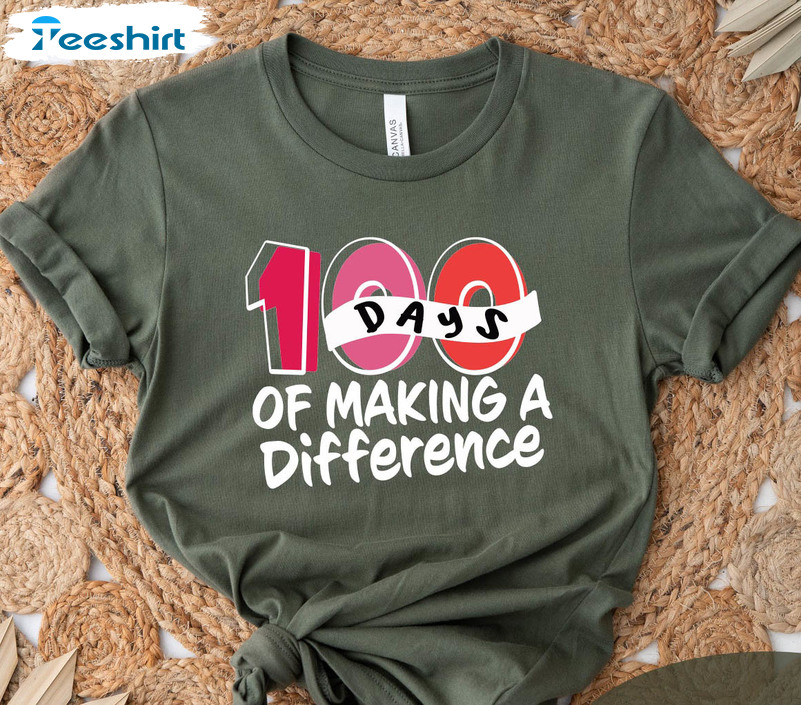 100 Days Of Making A Difference Shirt, Vintage Short Sleeve Unisex T-shirt