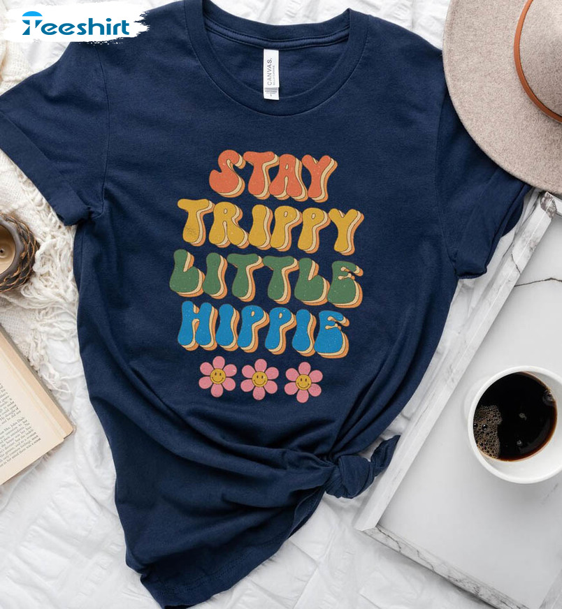 Stay Trippy Little Hippie Vintage Shirt, Boho Lover Vacation Short Sleeve Crewneck