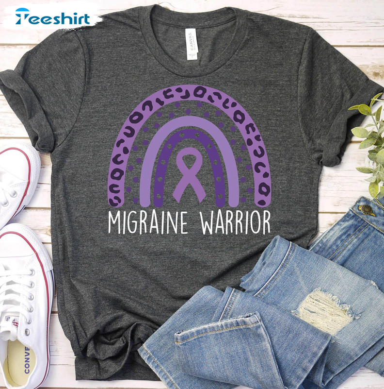 Migraine Warrior Rainbow Shirt, Migraine Support Vintage Short Sleeve Unisex Hoodie