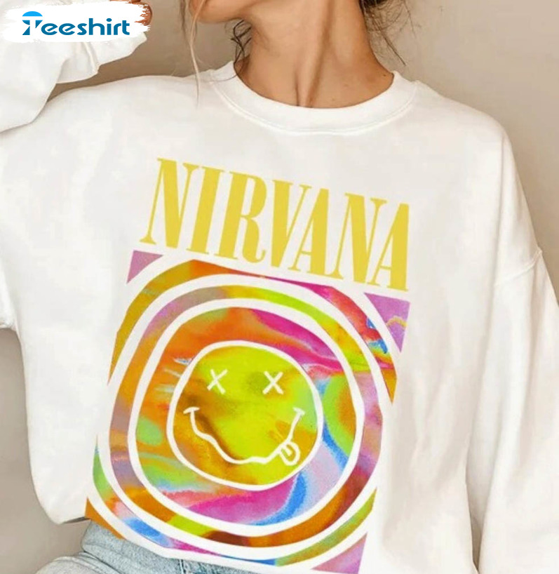 Nirvana Smiley Face Shirt, Trending Short Sleeve Tee Tops