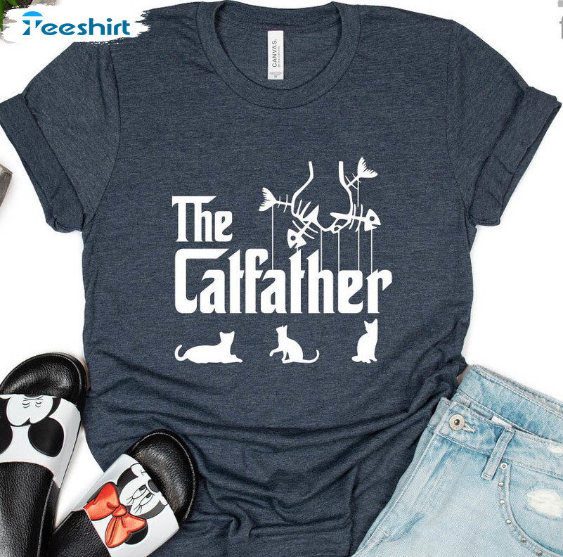 The Catfather Funny Sweatshirt, Cat Lover Unisex T-shirt Short Sleeve