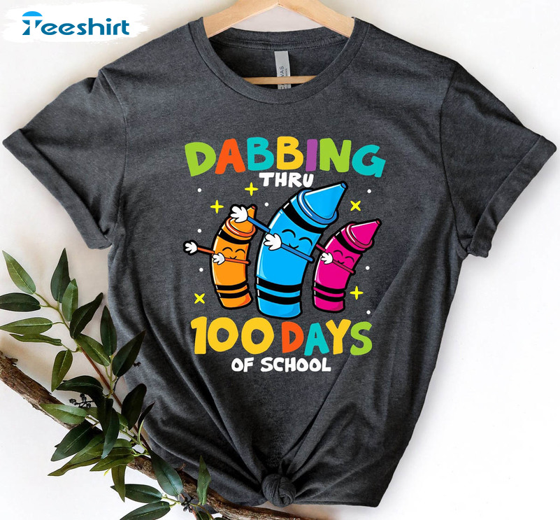 Dabbing Thru 100 Days Of School Shirt, Funny Crewneck Unisex Hoodie