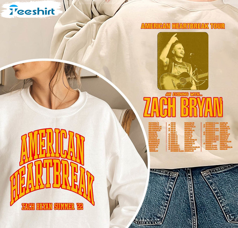 American Heartbreak Tour Sweatshirt, Zach Bryan Unisex Hoodie Long Sleeve