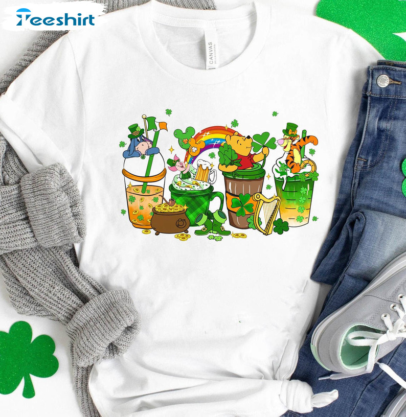 Winnie The Pooh St Patricks Day Shirt, Disney Unisex Hoodie Long Sleeve